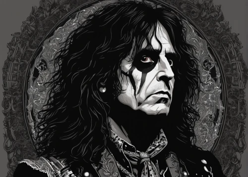 mick,gothic portrait,undertaker,vector illustration,vector graphic,john day,george,prince,vector art,coffin,chopin,jimmy,sylvester,rock,emperor,blackmetal,death angel,gothic,robert harbeck,jack,Illustration,Black and White,Black and White 09