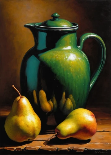 tea still life with melon,green apples,still life,still life with onions,autumn still life,still-life,pears,fruit bowl,still life elegant,basket with apples,still life of spring,yellow plums,teapots,oil painting,fragrance teapot,pear cognition,teapot,green apple,golden apple,summer still-life,Illustration,Realistic Fantasy,Realistic Fantasy 32