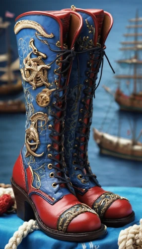 boot,steel-toed boots,women's boots,durango boot,nautical banner,achille's heel,boots,pirate treasure,christmas boots,moon boots,walking boots,east indiaman,nautical colors,galleon ship,cowboy boot,nicholas boots,scarlet sail,sea fantasy,nautical,boots turned backwards,Illustration,Realistic Fantasy,Realistic Fantasy 19