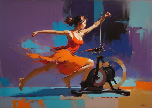 girl with a wheel,woman bicycle,flamenco,spinning,bicycle,artistic roller skating,artistic cycling,majorette (dancer),dancer,bicycling,cellist,cello,woman playing violin,tambourine,stationary bicycle,dance with canvases,cyclist,scooter riding,equilibrist,twirling,Conceptual Art,Sci-Fi,Sci-Fi 22