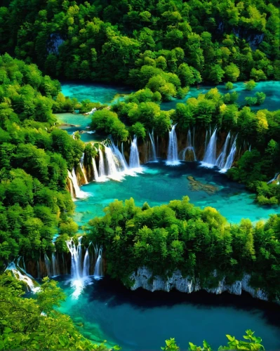 plitvice,krka national park,green waterfall,kravice,waterfalls,croatia,green trees with water,river landscape,beautiful landscape,landscapes beautiful,water fall,nature landscape,colorful water,falls,natural scenery,blue waters,amazing nature,natural landscape,landscape nature,waterfall,Conceptual Art,Fantasy,Fantasy 16