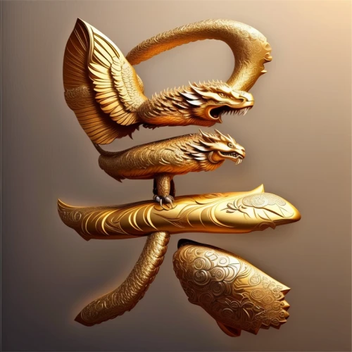 golden dragon,3d bicoin,helix,the zodiac sign pisces,stylized macaron,shofar,zodiac sign libra,lyre,dragon design,symbol of good luck,3d model,life stage icon,serpent,png sculpture,wood carving,sculpt,wyrm,zodiac sign gemini,an ornamental bird,trophy