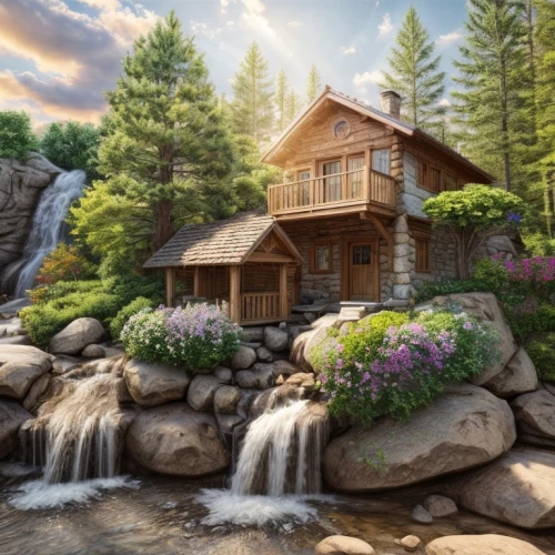 house in mountains,summer cottage,house in the forest,the cabin in the mountains,house in the mountains,home landscape,small cabin,house with lake,cottage,house by the water,log home,landscape background,wooden house,log cabin,beautiful home,water mill,mountain settlement,fisherman's house,small house,miniature house,Common,Common,Natural