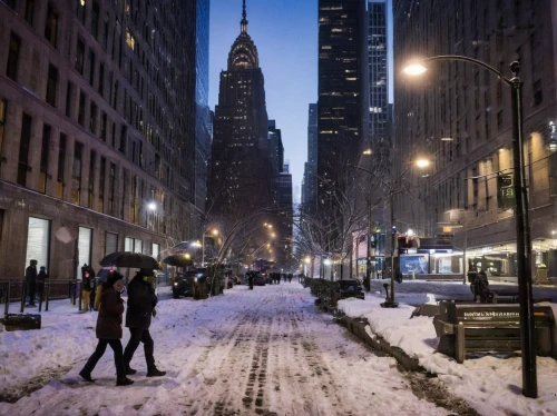 chrysler building,5th avenue,flatiron,new york streets,chrysler fifth avenue,flatiron building,midtown,winter storm,wall street,winter wonderland,snowstorm,new york,manhattan,midnight snow,blue hour,newyork,50th street,financial district,snow bridge,night snow,Photography,Documentary Photography,Documentary Photography 19