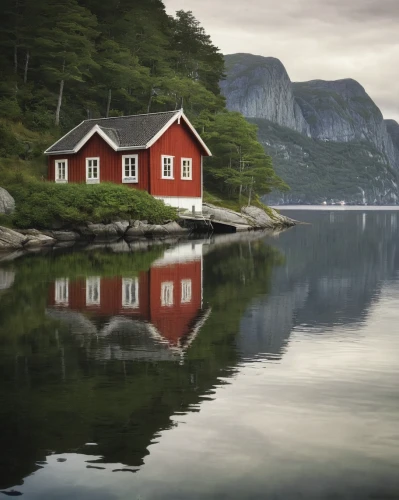 norway coast,norway island,norway,scandinavia,northern norway,norway nok,nordland,fjords,house by the water,fisherman's house,lysefjord,house with lake,scandinavian style,floating huts,fjord,geirangerfjord,geiranger,summer cottage,greenland,sognefjord,Illustration,Abstract Fantasy,Abstract Fantasy 06