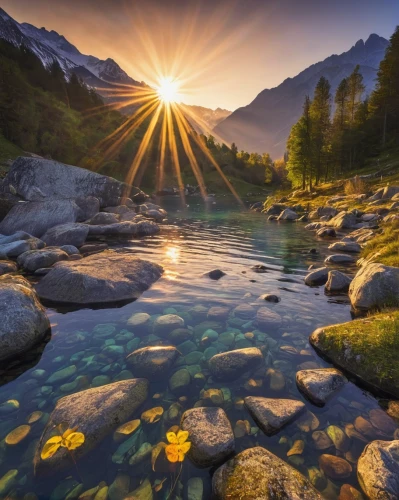 berchtesgaden national park,southeast switzerland,mountain sunrise,austria,mountain spring,eastern switzerland,alpine sunset,south tyrol,slovenia,dolomites,alps,rays of the sun,bernese oberland,sunrays,mountain stream,east tyrol,sun reflection,canton of glarus,south-tirol,sun rays,Illustration,Children,Children 01