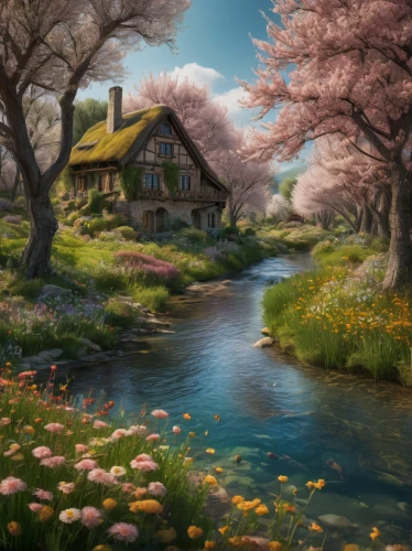 japanese sakura background,springtime background,spring background,home landscape,sakura trees,spring blossoms,fantasy landscape,sakura background,meadow in pastel,the cherry blossoms,spring morning,sakura tree,spring blossom,japanese cherry trees,landscape background,spring in japan,cherry blossom tree,fantasy picture,cherry blossoms,spring nature,Photography,General,Fantasy