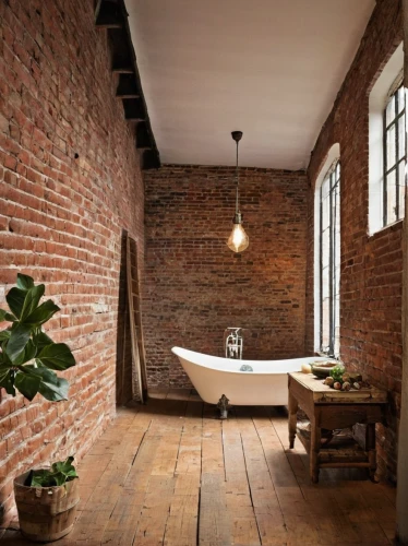 bathtub,luxury bathroom,brick house,red brick wall,red brick,loft,sand-lime brick,washbasin,bathtub accessory,baths,modern minimalist bathroom,tub,cistern,bath,bathroom,shower bar,red bricks,brickwork,boutique hotel,bath accessories,Illustration,Retro,Retro 18