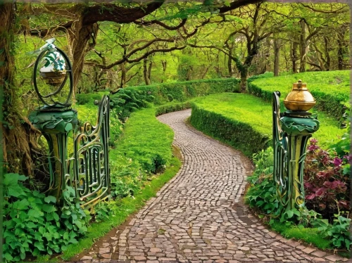pathway,forest path,the mystical path,wooden path,entry path,to the garden,tree lined path,hiking path,the path,walkway,garden door,towards the garden,green garden,enchanted forest,fairy door,wood gate,farm gate,nature garden,secret garden of venus,heaven gate,Illustration,Retro,Retro 13