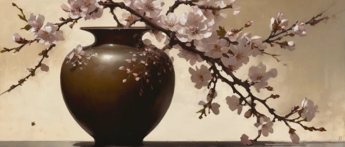 takato cherry blossoms,plum blossoms,plum blossom,still life of spring,flower vase,japanese column cherry,vase,apricot blossom,almond blossom,japanese art,japanese cherry blossom,almond blossoms,japanese magnolia,cherry blossom japanese,japanese cherry,ikebana,japanese floral background,spring blossom,prunus,chinese magnolia,Conceptual Art,Fantasy,Fantasy 11