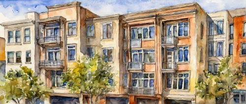 facade painting,istanbul,kadikoy,galata,istanbul city,row of windows,townhouses,watercolor shops,row houses,yerevan,watercolor paris balcony,taksim square,facades,ankara,tbilisi,colorful facade,athens art school,old town house,izmir,old buildings,Illustration,Paper based,Paper Based 24
