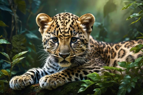 jaguar,african leopard,leopard,endangered,hosana,ocelot,cub,belize zoo,sumatran,sumatra,endangered specie,leopard head,panther,wildlife,asian tiger,wild cat,head of panther,tropical animals,malayan tiger cub,king of the jungle,Conceptual Art,Fantasy,Fantasy 05