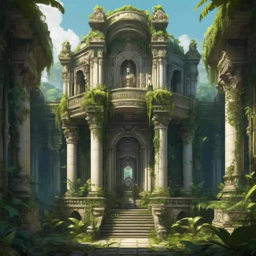 mausoleum ruins,ancient city,artemis temple,the ruins of the,hall of the fallen,ruins,druid grove,necropolis,ancient house,ancient,marble palace,pillars,ancient buildings,the ancient world,temple,shrine,flora abstract scrolls,place of pilgrimage,sanctuary,rosarium,Conceptual Art,Fantasy,Fantasy 22