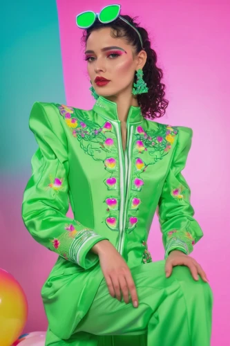 harlequin,bjork,bolero jacket,rockabella,tutti frutti,paloma,patrol,green,miss circassian,fabulous,pink green,neon makeup,mexican petunia,guava,mexico,mariachi,colorful,matador,color,novruz,Conceptual Art,Sci-Fi,Sci-Fi 28