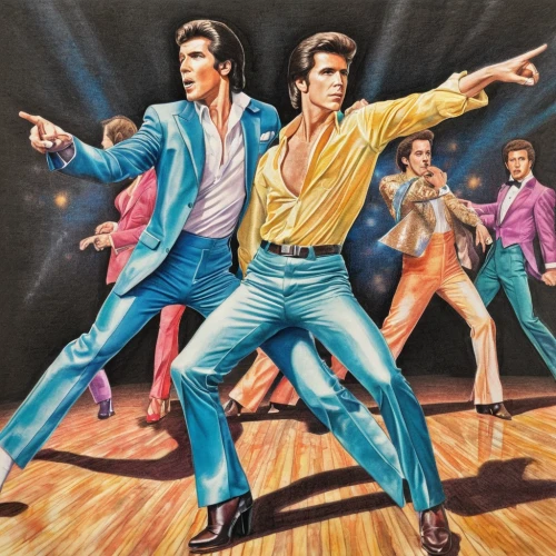 elvis,elvis presley,elvis impersonator,go-go dancing,salsa dance,thriller,pompadour,country-western dance,disco,latin dance,1980s,the style of the 80-ies,square dance,boogie woogie,fifties records,ballroom dance,vintage illustration,italian poster,70s,80s,Conceptual Art,Daily,Daily 17
