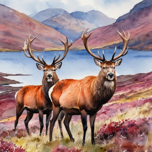 red deer,manchurian stag,stag,buffalo plaid antlers,pair of ungulates,elk,deer illustration,buffalo plaid deer,caribou,landseer,barren ground caribou,elks,pere davids deer,cervus elaphus,deers,european deer,antler velvet,antelopes,elk reposing on lateral moraine,deer park,Illustration,Paper based,Paper Based 25