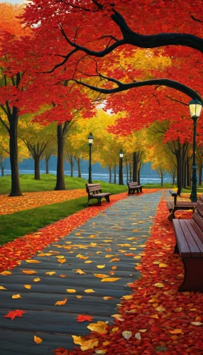 autumn background,autumn scenery,park bench,autumn landscape,autumn in the park,autumn park,fall landscape,red bench,autumn idyll,the autumn,autumn day,one autumn afternoon,autumn trees,autumn leaves,wooden bench,landscape background,fall foliage,autumn forest,autumn walk,colors of autumn,Illustration,Retro,Retro 11