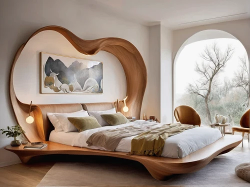 canopy bed,wood mirror,chaise longue,tree house hotel,sleeping room,bedroom,baby bed,chaise lounge,children's bedroom,modern room,sleeper chair,guest room,great room,modern decor,interior design,four-poster,bed frame,infant bed,wood window,soft furniture,Illustration,Retro,Retro 08