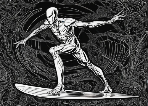 silver surfer,surfboard shaper,surfer,stand up paddle surfing,surfers,surfboards,discobolus,woodcut,vitruvian man,cool woodblock images,surf,surfing,surfboard,sand board,skateboard deck,surfing equipment,muscular system,to carve,standup paddleboarding,the vitruvian man,Art,Artistic Painting,Artistic Painting 05