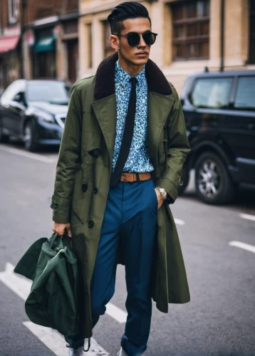 green jacket,woman in menswear,menswear,overcoat,coat color,trench coat,street fashion,pine green,long coat,man's fashion,outerwear,styled,gable,fashion street,suit trousers,on the street,old coat,menswear for women,men's wear,riddler,Illustration,American Style,American Style 15