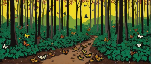 cartoon forest,forest floor,forest path,the forest,forest glade,autumn forest,forest background,fairy forest,forest,haunted forest,forests,the forests,forest walk,swampy landscape,the woods,deciduous forest,elven forest,fireflies,cartoon video game background,mushroom landscape,Illustration,Vector,Vector 14