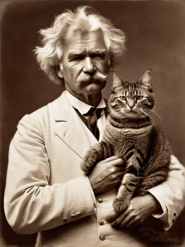 mark twain,vintage cat,veterinarian,vintage cats,cat image,veterinary,breed cat,two cats,human and animal,albert einstein,animal feline,napoleon cat,einstein,schrödinger's cat,theoretician physician,father with child,dog and cat,the cat and the,time traveler,cat lovers,Art,Classical Oil Painting,Classical Oil Painting 10