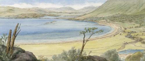 edward lear,coastal landscape,beach landscape,lake tanuki,laguna verde,navajo bay,rapanui,ascension island,punakaiki,carbis bay,landscape with sea,khokhloma painting,medicine lake,dry lake,volcanic lake,river landscape,lake terchin,panoramic landscape,phoenix lake,volcanic landscape,Illustration,Retro,Retro 22