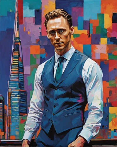 lokportrait,daniel craig,high-rise,highrise,oil painting on canvas,banker,businessman,white-collar worker,oil on canvas,silk tie,gentleman icons,benedict,a black man on a suit,billionaire,black businessman,popart,suit actor,art painting,city ​​portrait,tie,Conceptual Art,Oil color,Oil Color 25