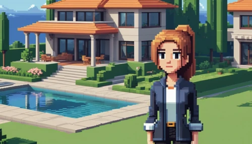 pixel art,businesswoman,facebook pixel,luxury property,mansion,game illustration,realtor,action-adventure game,business girl,android game,luxury home,business woman,resort town,country club,adventure game,cassia,apartment complex,freelancer,concierge,country estate,Unique,Pixel,Pixel 01