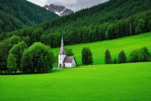 green landscape,south tyrol,austria,dolomites,slovenia,little church,alpine pastures,east tyrol,southeast switzerland,canton of glarus,south-tirol,eastern switzerland,tyrol,appenzell,mountain pasture,black church,green meadow,wooden church,green fields,carpathians,Illustration,Paper based,Paper Based 28