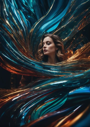 swirling,mystical portrait of a girl,aura,vortex,siren,conceptual photography,immersed,photomanipulation,colorful spiral,flow of time,colorful glass,digital compositing,photo manipulation,colorful foil background,vertigo,fluid flow,fantasia,spiral background,elements,blue painting,Photography,Artistic Photography,Artistic Photography 03