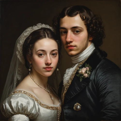 young couple,franz winterhalter,romantic portrait,man and wife,wedding couple,gothic portrait,bougereau,bride and groom,wedding icons,husband and wife,beautiful couple,as a couple,wedding photo,wife and husband,engagement,wedding soup,mother and father,newlyweds,man and woman,la violetta,Art,Classical Oil Painting,Classical Oil Painting 26