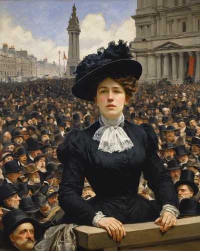 suffragette,girl in a historic way,spectator,the hat of the woman,the girl's face,portrait of a girl,busy lizzie,young woman,portrait of a woman,orsay,woman's hat,la violetta,woman sitting,the girl at the station,lilian gish - female,day of the woman,the labor,may day,the hat-female,girl wearing hat,Art,Classical Oil Painting,Classical Oil Painting 37