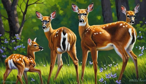 fallow deer group,spotted deer,fawns,fallow deer,young-deer,deer illustration,gazelles,european deer,deer-with-fawn,deers,pere davids deer,woodland animals,young deer,white-tailed deer,roe deer,buckthorn family,antelopes,deer,fawn,forest animals,Conceptual Art,Oil color,Oil Color 22