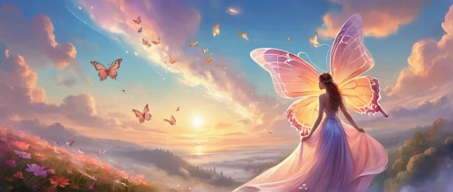 butterfly background,fairies aloft,sky butterfly,aurora butterfly,butterflies,chasing butterflies,fairy world,butterfly floral,moths and butterflies,pink butterfly,fantasy picture,passion butterfly,flower fairy,faerie,butterfly,vanessa (butterfly),ulysses butterfly,faery,flutter,isolated butterfly,Illustration,Realistic Fantasy,Realistic Fantasy 01