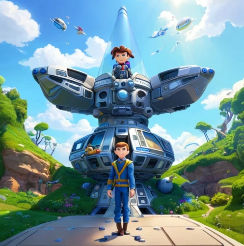 skylander giants,bastion,mecha,cg artwork,game art,tracer,atv,hero academy,game illustration,mech,gigantic,meteora,concept art,meteor,toy's story,engineer,lilo,air ship,background image,laika,Common,Common,Cartoon