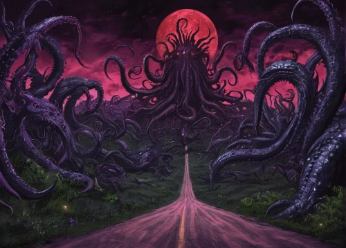 the road,the road to the sea,hollow way,pathway,road to nowhere,forest road,the path,road forgotten,road,the mystical path,dead end,road of the impossible,long road,end-of-admoria,crossroad,iridigorgia,bad road,mountain road,pilgrimage,tentacles,Illustration,Realistic Fantasy,Realistic Fantasy 47