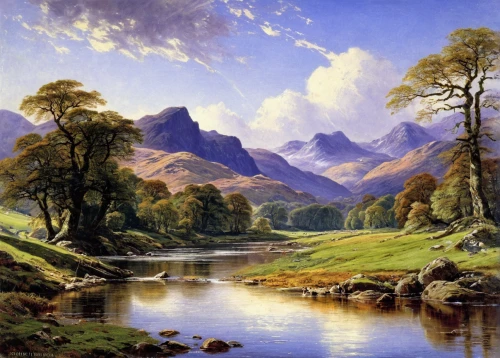 robert duncanson,brook landscape,river landscape,mountain scene,mountain landscape,autumn landscape,landscape background,mountainous landscape,meadow landscape,rural landscape,forest landscape,nature landscape,panoramic landscape,natural landscape,landscape nature,glencoe,landscape,lake district,thomas moran,high landscape,Art,Classical Oil Painting,Classical Oil Painting 42