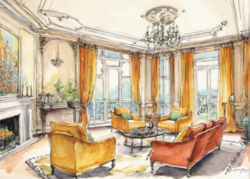 breakfast room,watercolor paris balcony,gleneagles hotel,sitting room,luxury home interior,dining room,apartment lounge,penthouse apartment,living room,luxury property,billiard room,luxury suite,livingroom,wade rooms,suites,venice italy gritti palace,hoboken condos for sale,luxury real estate,family room,ornate room,Illustration,Black and White,Black and White 13