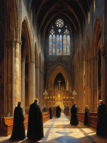 carmelite order,clergy,benedictine,monks,eucharist,contemporary witnesses,church painting,the abbot of olib,pentecost,benediction of god the father,carthusian,all saints,choral,all saints' day,holy communion,priesthood,catholicism,cathedral,sermon,choir,Illustration,Realistic Fantasy,Realistic Fantasy 32