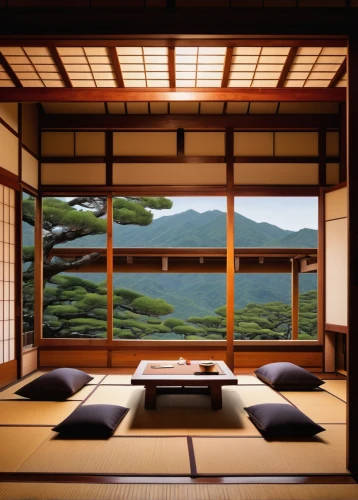 japanese-style room,ryokan,japanese architecture,tatami,japan's three great night views,japanese zen garden,tea ceremony,zen garden,wooden windows,japanese style,window treatment,japanese-style,japanese art,japanese background,japanese patterns,japanese waves,beautiful japan,shinto,ginkaku-ji,japan landscape,Illustration,Realistic Fantasy,Realistic Fantasy 24