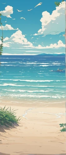 beach scenery,beach background,summer background,ocean background,beach landscape,dream beach,landscape background,summer day,sea ocean,seaside,sea-shore,seaside country,ocean,background screen,beautiful beach,beach grass,beach view,mountain beach,french digital background,wood and beach,Illustration,Japanese style,Japanese Style 15