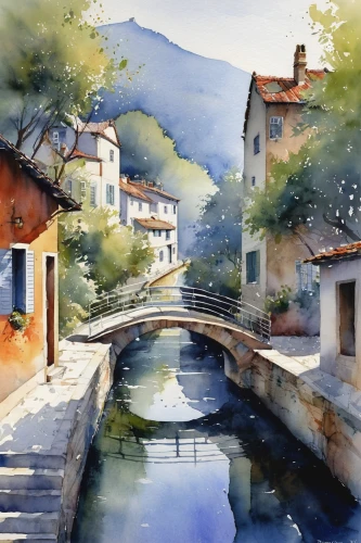 watercolor,watercolor shops,watercolor painting,water colors,watercolors,water color,watercolour,watercolor background,watercolor paint,watercolor tea shop,italian painter,watercolor cafe,source de la sorgue,l'isle-sur-la-sorgue,watercolor wine,watercolor sketch,watercolor paper,river landscape,painting technique,watercolor tea,Illustration,Paper based,Paper Based 15