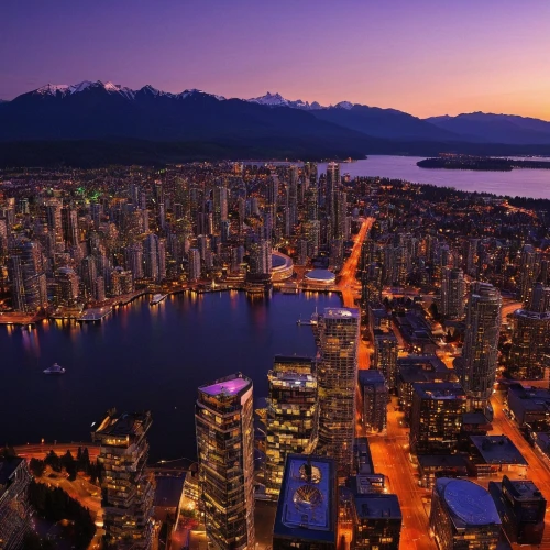 vancouver,british columbia,false creek,vancouver island,canada cad,west canada,evening city,city skyline,science world,whistler,blue hour,city lights,queen anne,city at night,tantalus,night glow,canada,harbourfront,lakeshore,seattle,Illustration,Vector,Vector 12