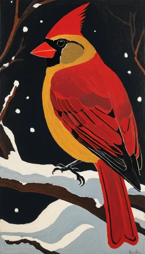 robins in a winter garden,cardinals,red cardinal,scarlet tanager,northern cardinal,bird illustration,cardinal,bird painting,red bird,bohemian waxwing,robin redbreast,scarlet honeyeater,red beak,nocturnal bird,red robin,bull finch,tanager,old world oriole,night bird,western tanager,Art,Artistic Painting,Artistic Painting 27