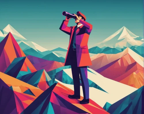 mountain guide,camera illustration,low poly,vector illustration,mountains,the spirit of the mountains,low-poly,binoculars,conductor,mountain,binocular,low poly coffee,vector graphic,wpap,high mountains,high alps,säntis,vector art,high-altitude mountain tour,trumpet climber,Illustration,Vector,Vector 17