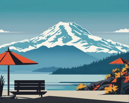 mount hood,travel trailer poster,rainier,travel poster,mt hood,background vector,mount rainier,mt rainier,washington state,cool woodblock images,olympic mountain,campground,oregon,mountain beach,shasta,vector illustration,stratovolcano,washington,adobe illustrator,fall landscape,Illustration,Vector,Vector 01