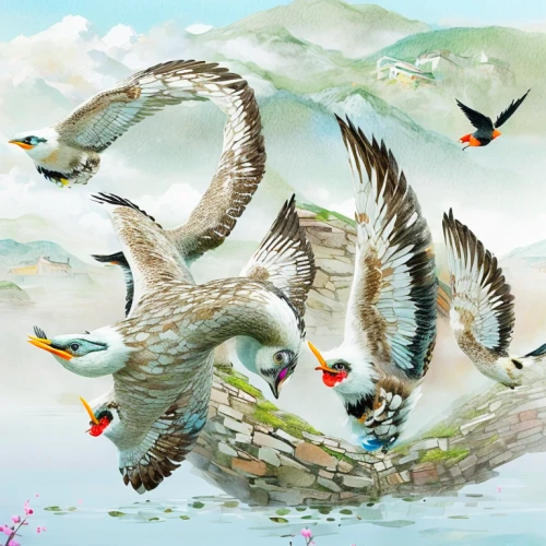 birds in flight,migratory birds,flying birds,fujian white crane,sea birds,greylag geese,birds flying,crested terns,geese flying,flower and bird illustration,bird flight,gulls,water birds,group of birds,flying sea gulls,birds of the sea,arctic birds,herring gulls,bird painting,galliformes