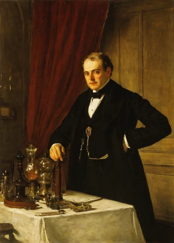 laboratory flask,watchmaker,winemaker,bartender,chemist,erlenmeyer,aniseed liqueur,distilled beverage,apéritif,walnut oil,drinking glass,oil lamp,martini glass,liqueur,drinking glasses,waiter,theoretician physician,self-portrait,barman,creating perfume,Art,Classical Oil Painting,Classical Oil Painting 09