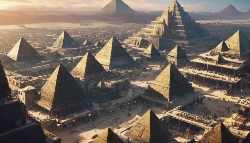 pyramids,ancient city,the great pyramid of giza,khufu,giza,ancient buildings,ancient egypt,the ancient world,kharut pyramid,roof domes,ancient civilization,eastern pyramid,pharaohs,the cairo,pyramid,russian pyramid,borodundur,maat mons,cairo,fantasy city,Illustration,Paper based,Paper Based 27